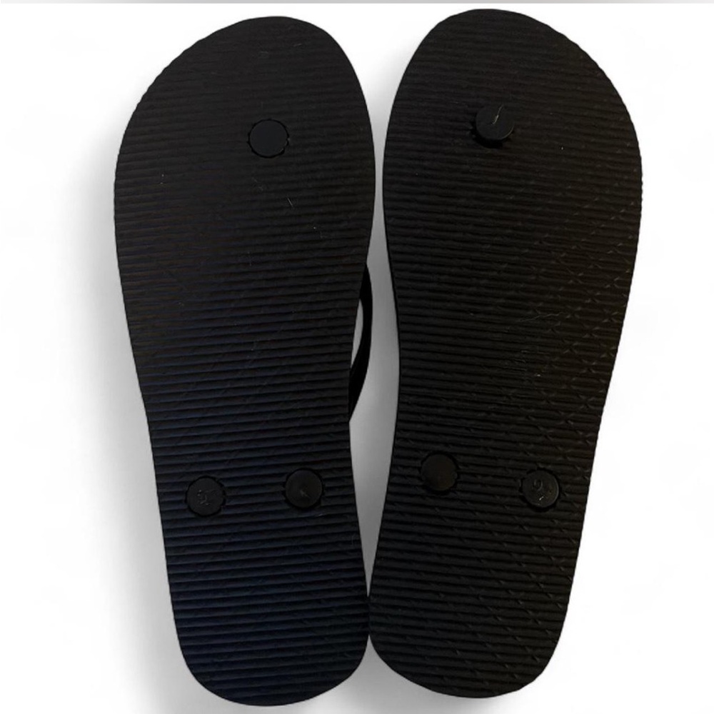 Black SO Flip Flops with Rhinestone Trim - Picture 2 of 2